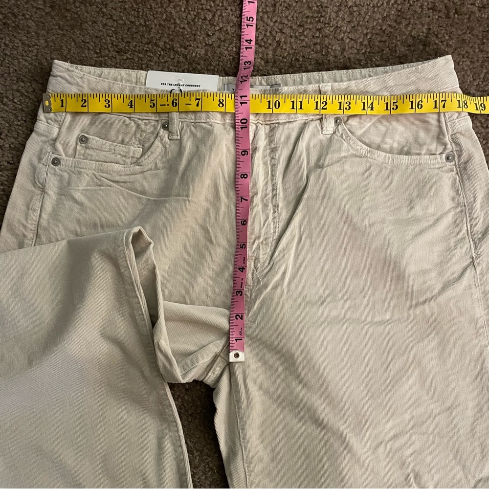 Anthropologie Corduroy Pants High Waist Cropped Straight Leg Size 34 Khaki - Picture 7 of 10